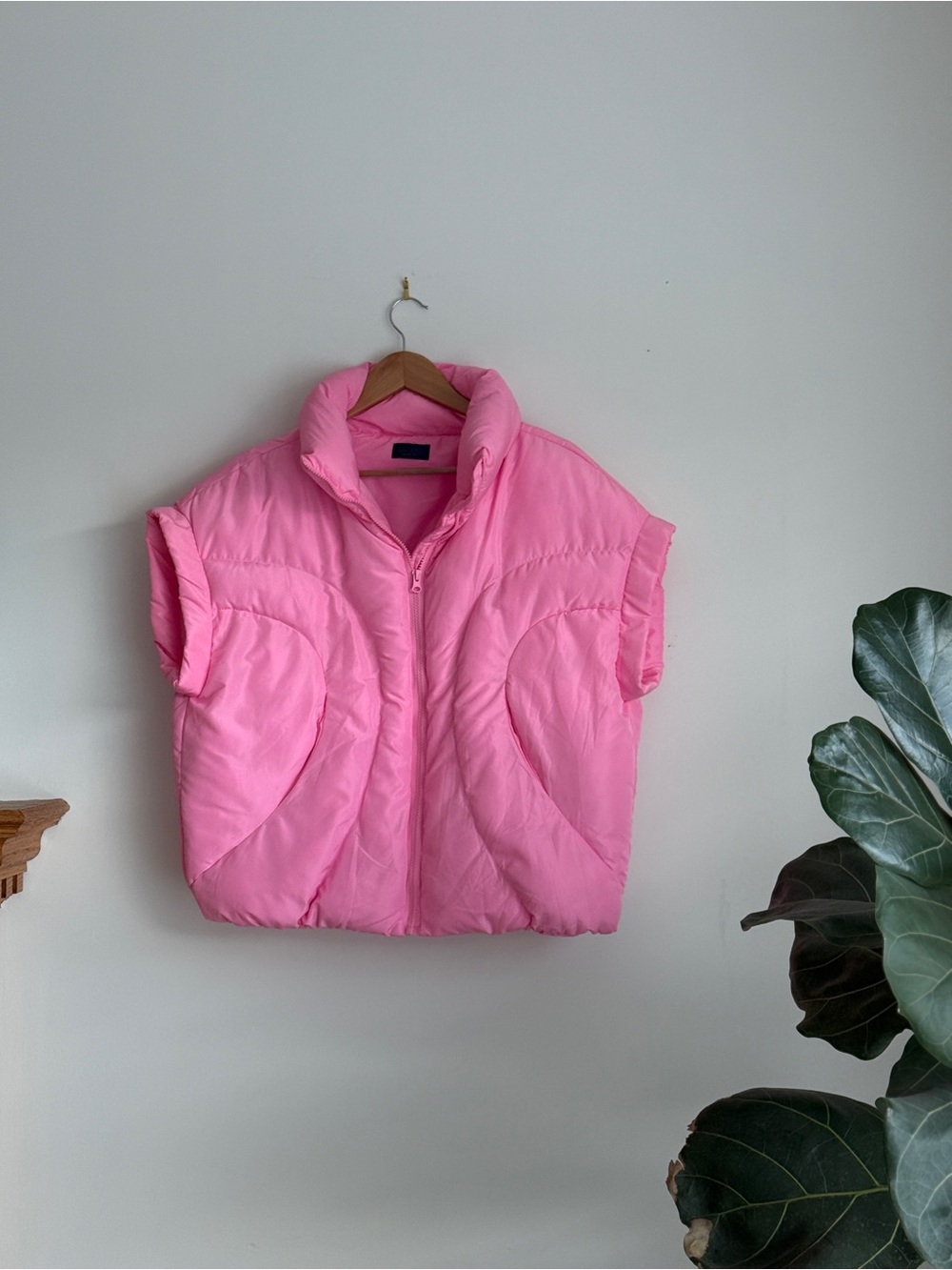 RACHEL Rachel Roy Bright Pink Sleeveless Puffer Vest